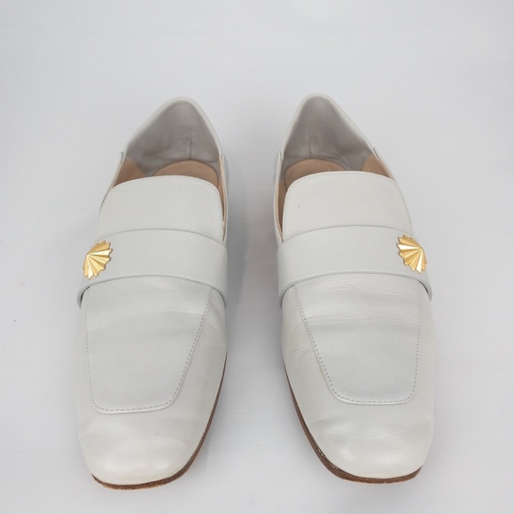 STUART WEITZMAN Shoes Size 6.5 B WYLIE Star Flats Cream Leather Loafers - Picture 2 of 9